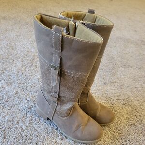 Girls High Boots Brown With Texture Youth Size 2 Used